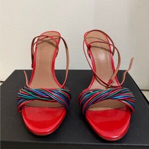Zara Red and Multicolor Strappy Heels
